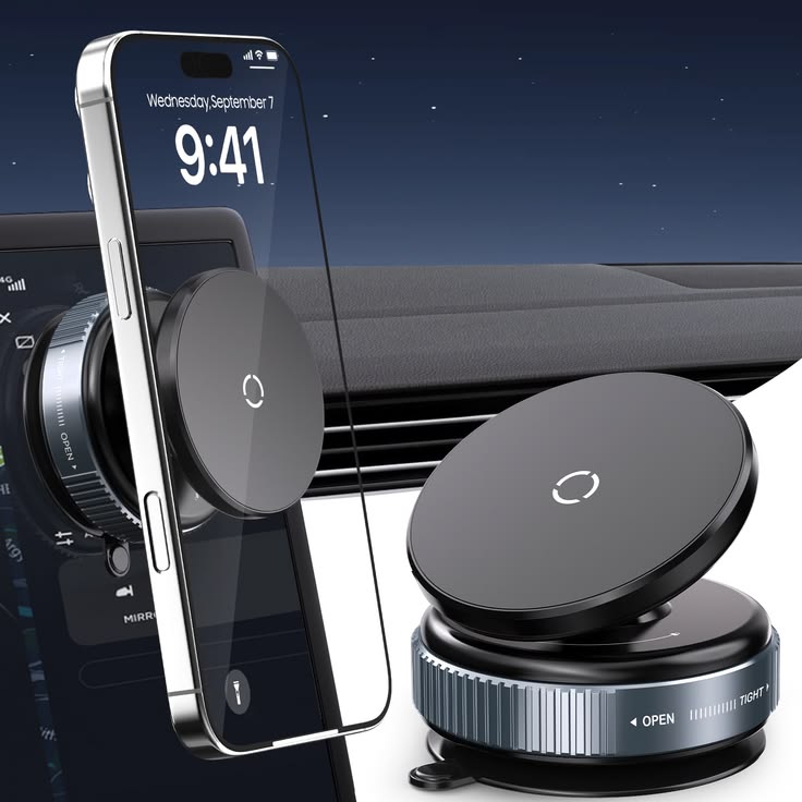 360° Vacuum Magnetic Car Phone Holder – Ultra Strong Grip | Dashboard Mount | Universal Mobile Stand