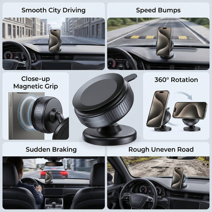 360° Vacuum Magnetic Car Phone Holder – Ultra Strong Grip | Dashboard Mount | Universal Mobile Stand