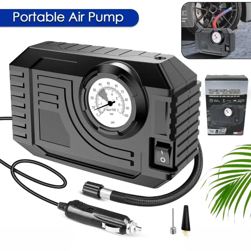 Portable Car Tire Inflator with LED Light (12V)