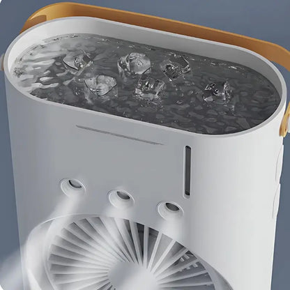 Double-Ended Spray Fan — USB Rechargeable Mini Air Cooler with LED & Remote