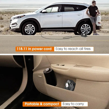 Portable Car Tire Inflator with LED Light (12V)